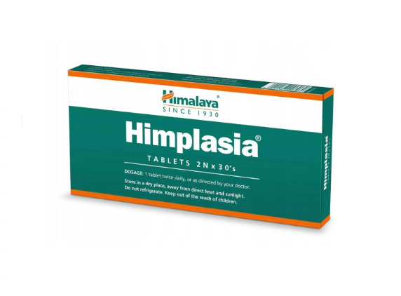 Opakowanie tabletek Himplasia z logo Himalaya.