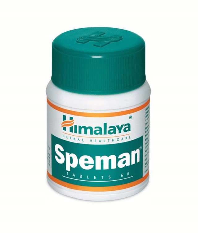 Butelka suplementu dietycznego Speman 60 tabletek Himalaya.